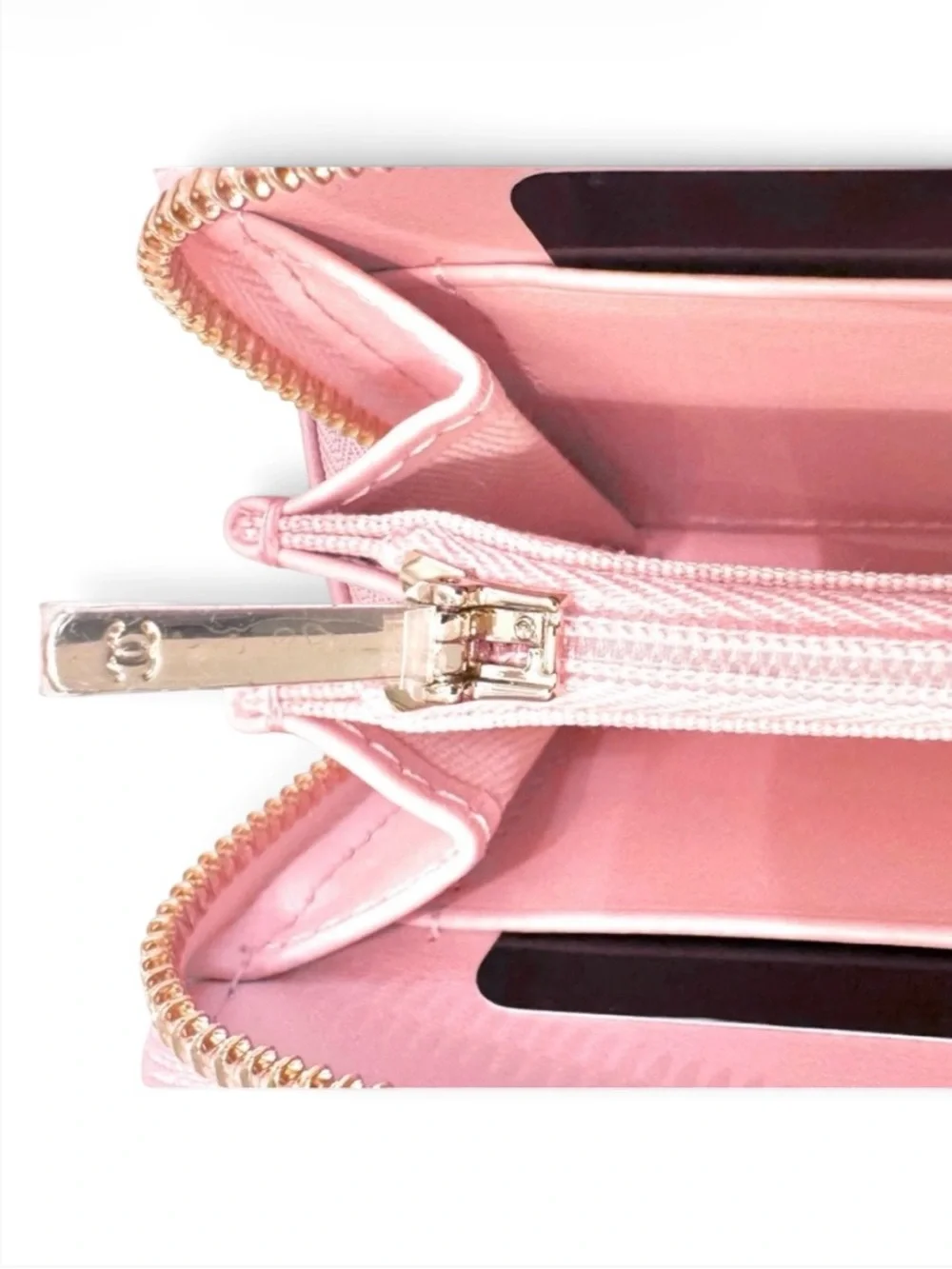 🆕💗CHANEL Grained Calfskin (CAVIAR) Zipped Coin Purse Strass CC Logo GHW • PINK